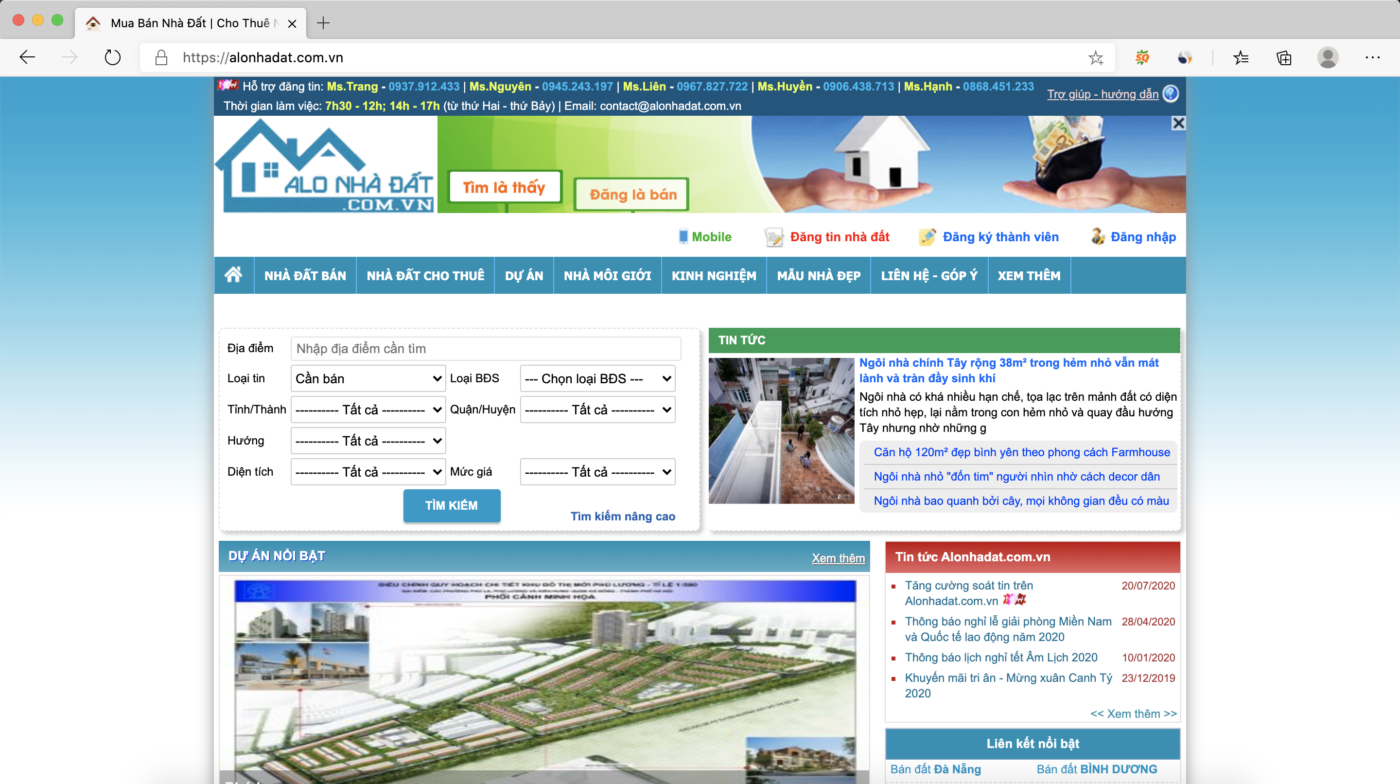 Nhắc đến những website mua bán bất động sản uy tín thì không thể không kể đến alonhadat.com.vn